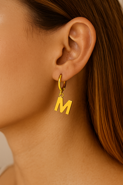 Initial Charm Earrings – Personalized Sterling Silver Jewelry