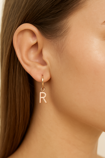Initial Charm Earrings – Personalized Sterling Silver Jewelry