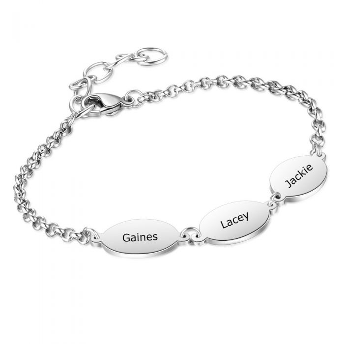 Mum Bracelet with Children's Names - Oval Design