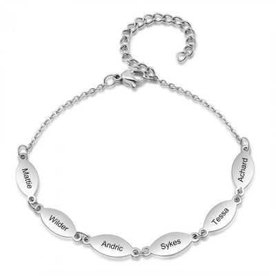 Mum Bracelet with Children's Names - Oval Design