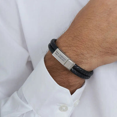 Black Leather Explorer Bracelet