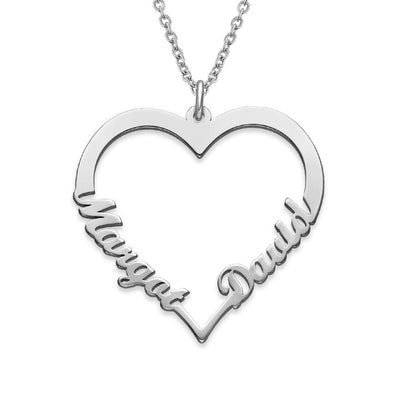 Heart Pendant Necklace with Two Names