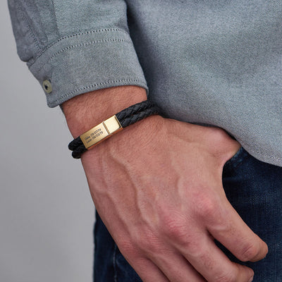 Black Leather Explorer Bracelet